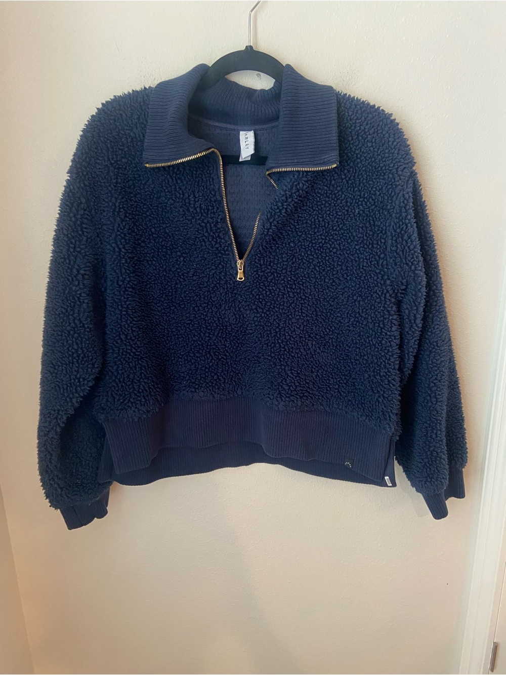 Varley Navy High Pile Sherpa Fleece Half Zip Pullover
